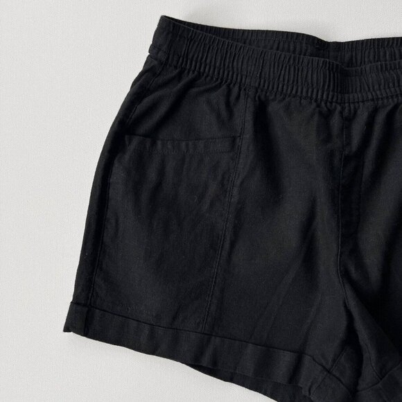 Old Navy High Rise Linen Blend Shorts in Black Jack - Picture 5 of 10